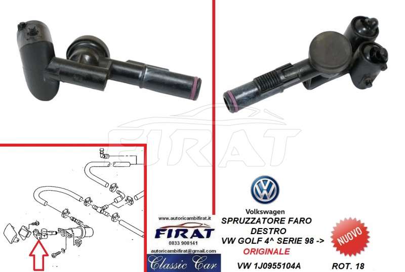 SPRUZZATORE FARO VW GOLF 4^ 98-> DESTRO (1J0955104A)